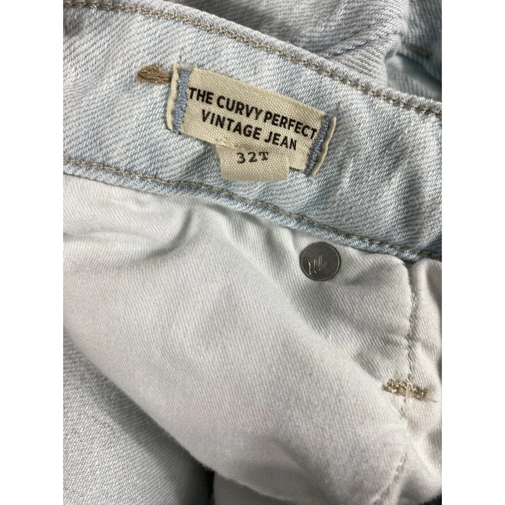 Madewell Jeans Women Sz 32T (33x31) Light Wash Textured Curvy Perfect Vintage